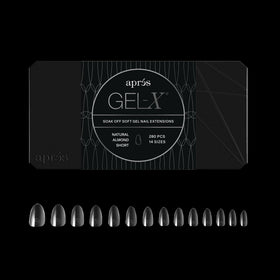 APRÉS front packaging of Gel-X Almond 280-count showing full contents and benefits