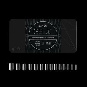 APRÉS box front packaging showing 280 Gel-X tips and included sizes for quick selection