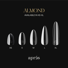 APRÉS Gel-X full set layout displaying all 14 sizes and half-size configuration for variety