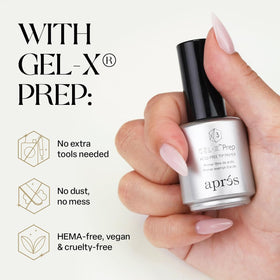 APRÉS Gel‑X Prep applied with brush demonstrating precise application and clean workflow
