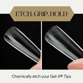 APRÉS Gel‑X Prep droplet close-up displaying non-acid liquid consistency for gentle etching