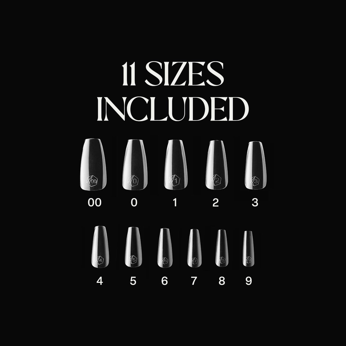 APRÉS size chart display of sizes 00–9 for accurate fitting benefit