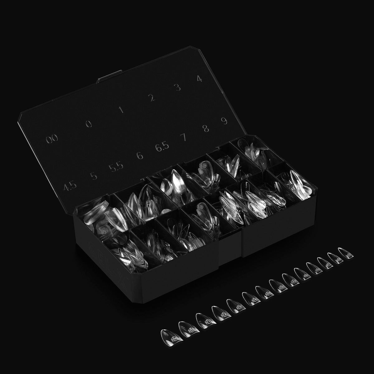 APRÉS array of 14 Gel-X sizes including half sizes for precise fit