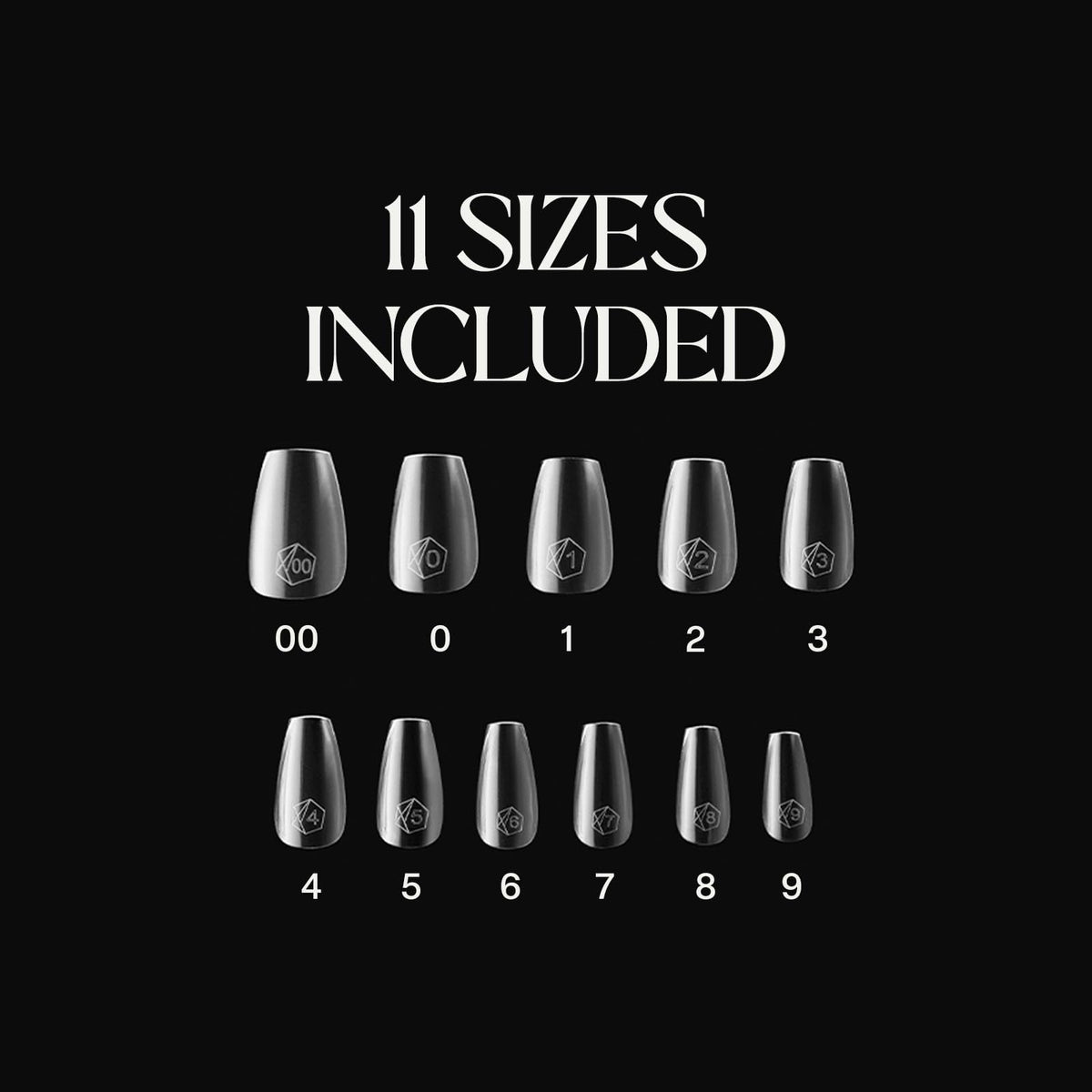 APRÉS Gel-X tips spread display showing size range and quick selection