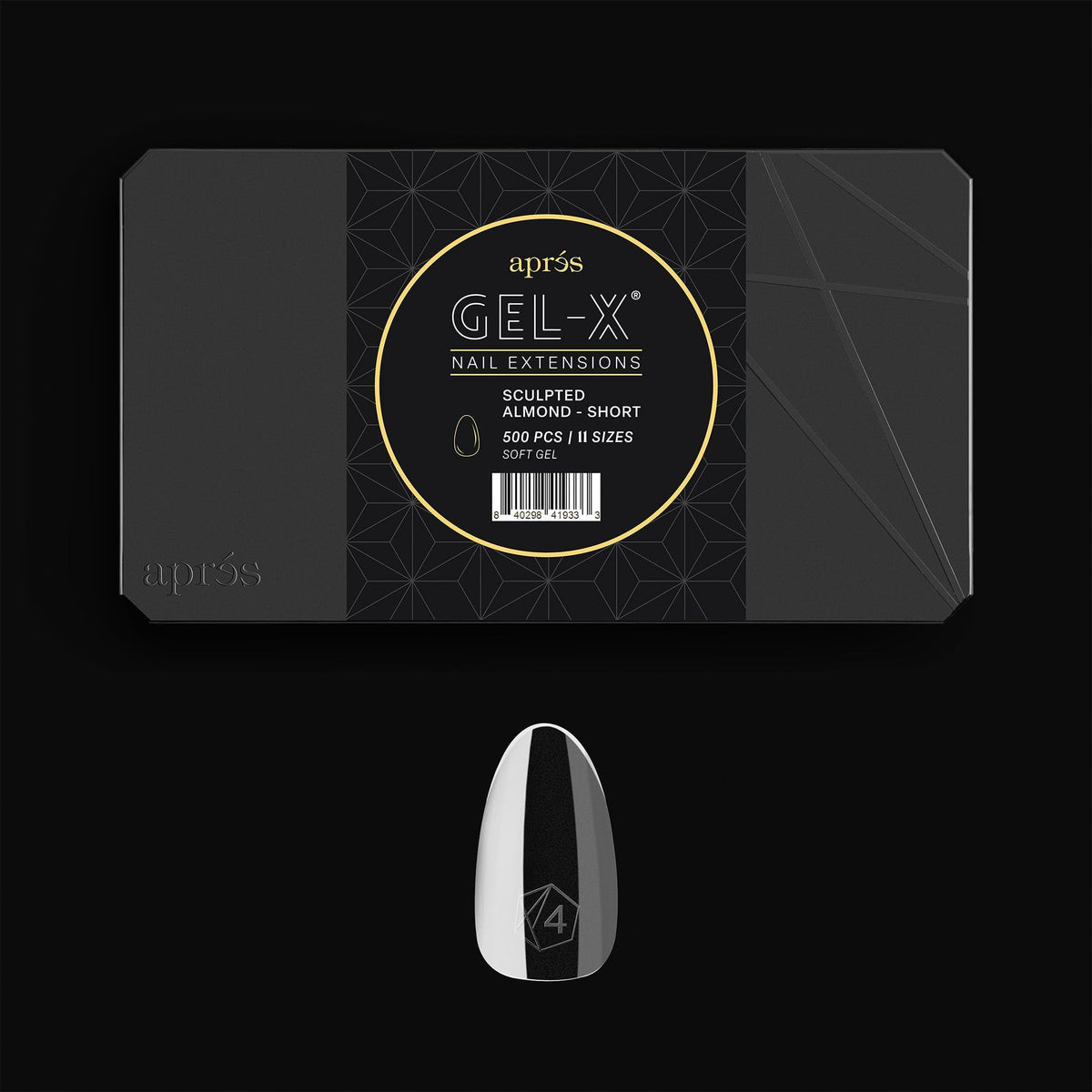 APRÉS box front packaging showing 500 Gel-X tips and benefits