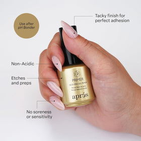 APRÉS primer texture close-up dropper showing smooth, non-acidic gel for gentle prep