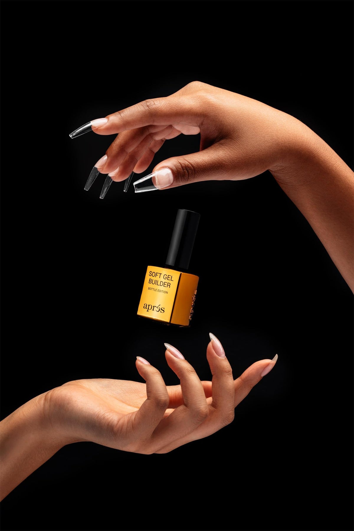 APRÉS gel applied to Gel‑X tip illustrating strong extension support