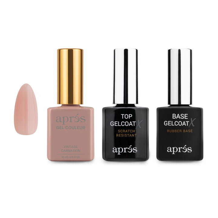 APRÉS front packaging showing Vintage Carnation trio and quick identification benefit