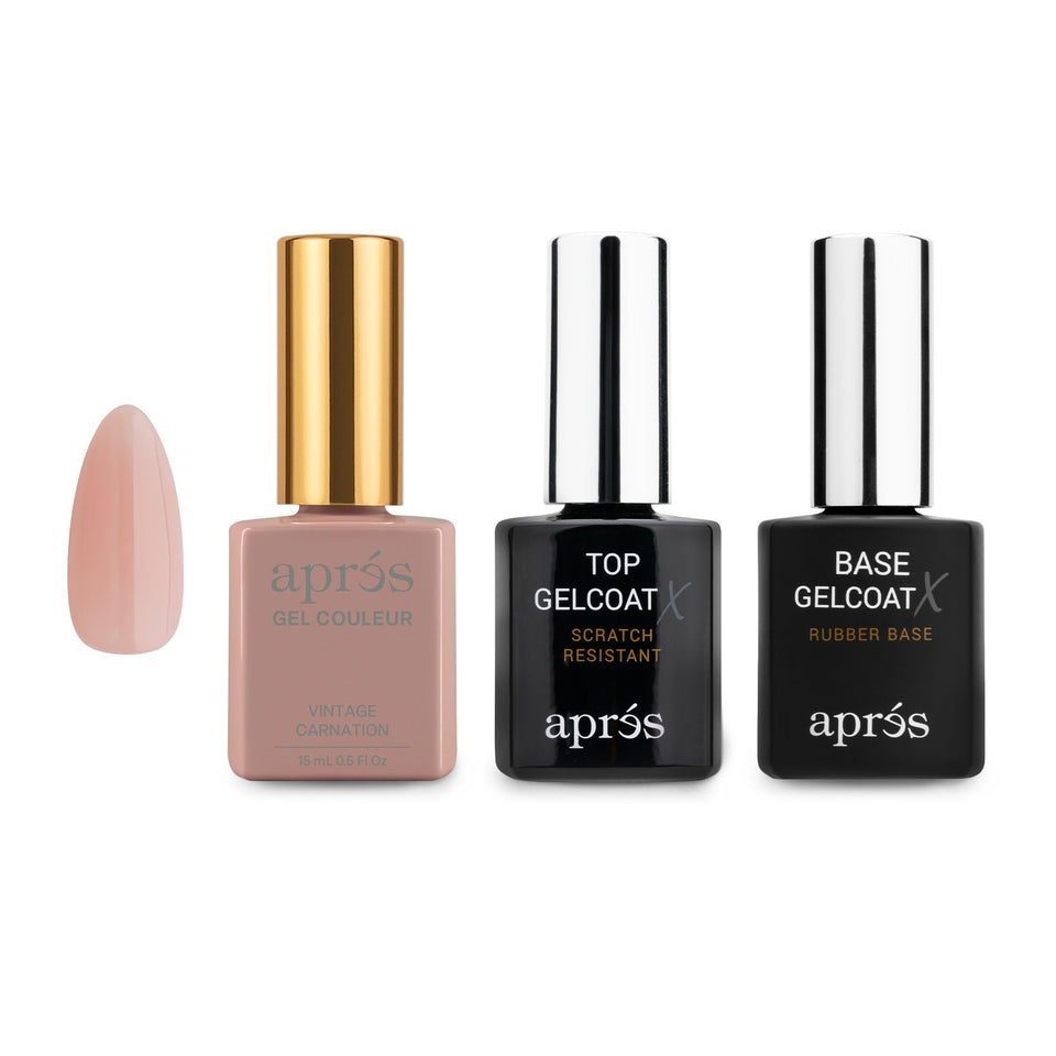 APRÉS front packaging showing Vintage Carnation trio and quick identification benefit