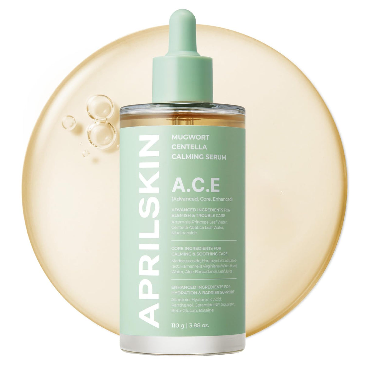 APRILSKIN bottle front view showing clean packaging and quick-soothing benefit