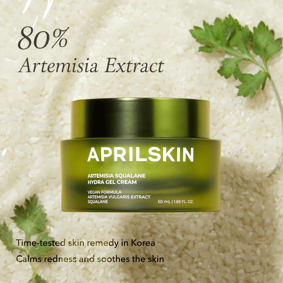 APRILSKIN gel cream spread on hand demonstrating fast absorption and non-greasy finish
