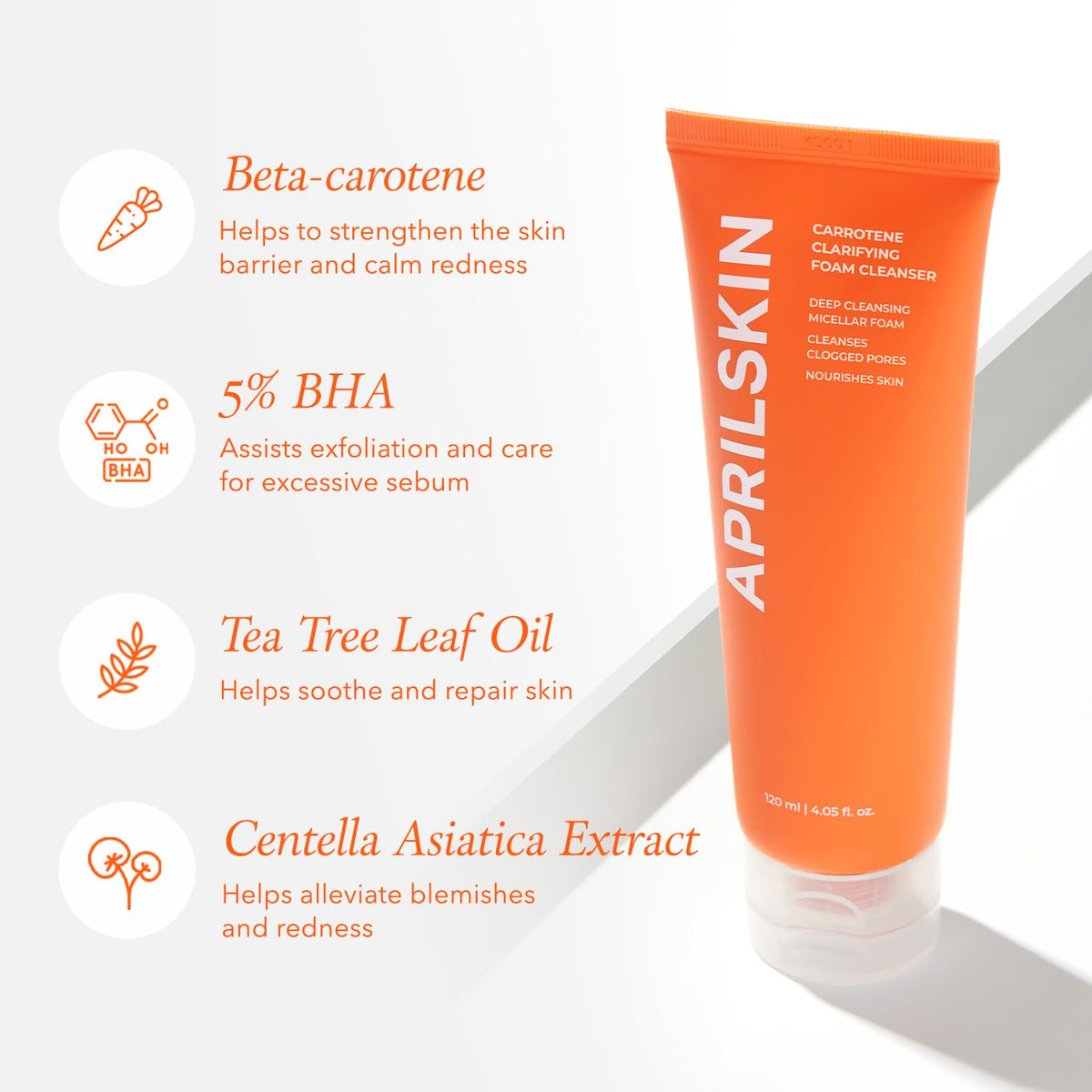 aprilskin Carrotene foam texture close-up showing airy lather that cleans without drying