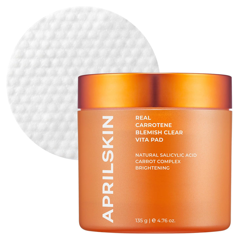 APRILSKIN front jar view showing Carrotene pads and clear labeling benefit