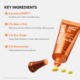 APRILSKIN tube next to coin to show size, illustrating portability benefit