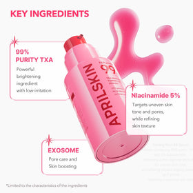 APRILSKIN ingredient panel highlighting TXA and niacinamide concentrations benefit