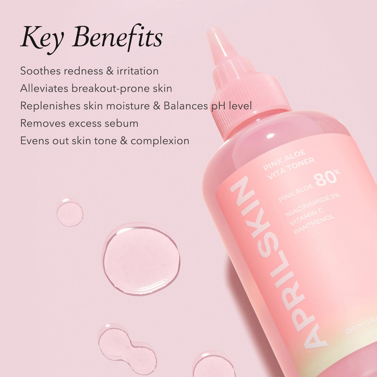 APRILSKIN watery toner droplet close-up showing lightweight absorption