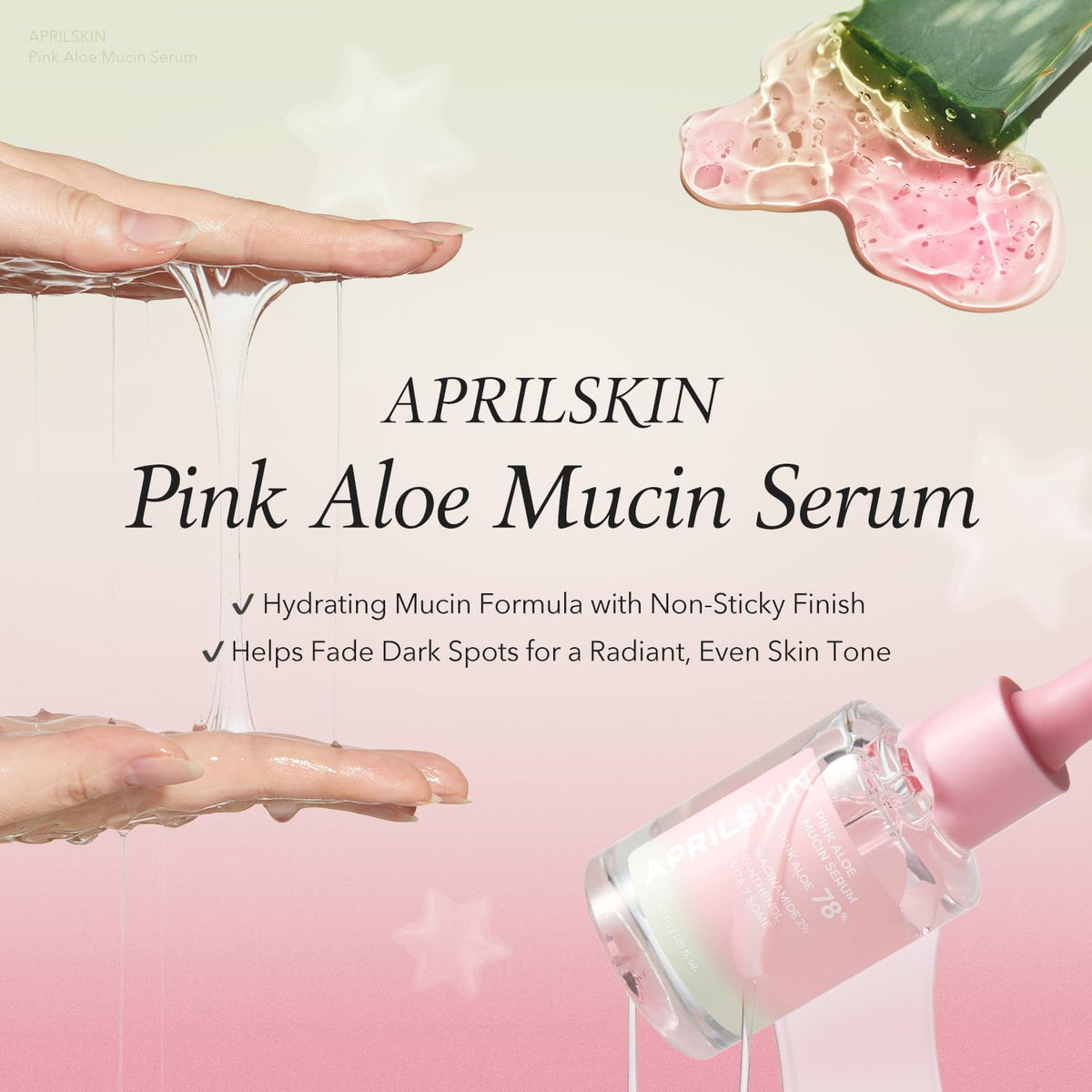 APRILSKIN close-up of serum texture demonstrating lightweight hydration