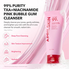APRILSKIN close-up of chewy pink texture showing impurity lift