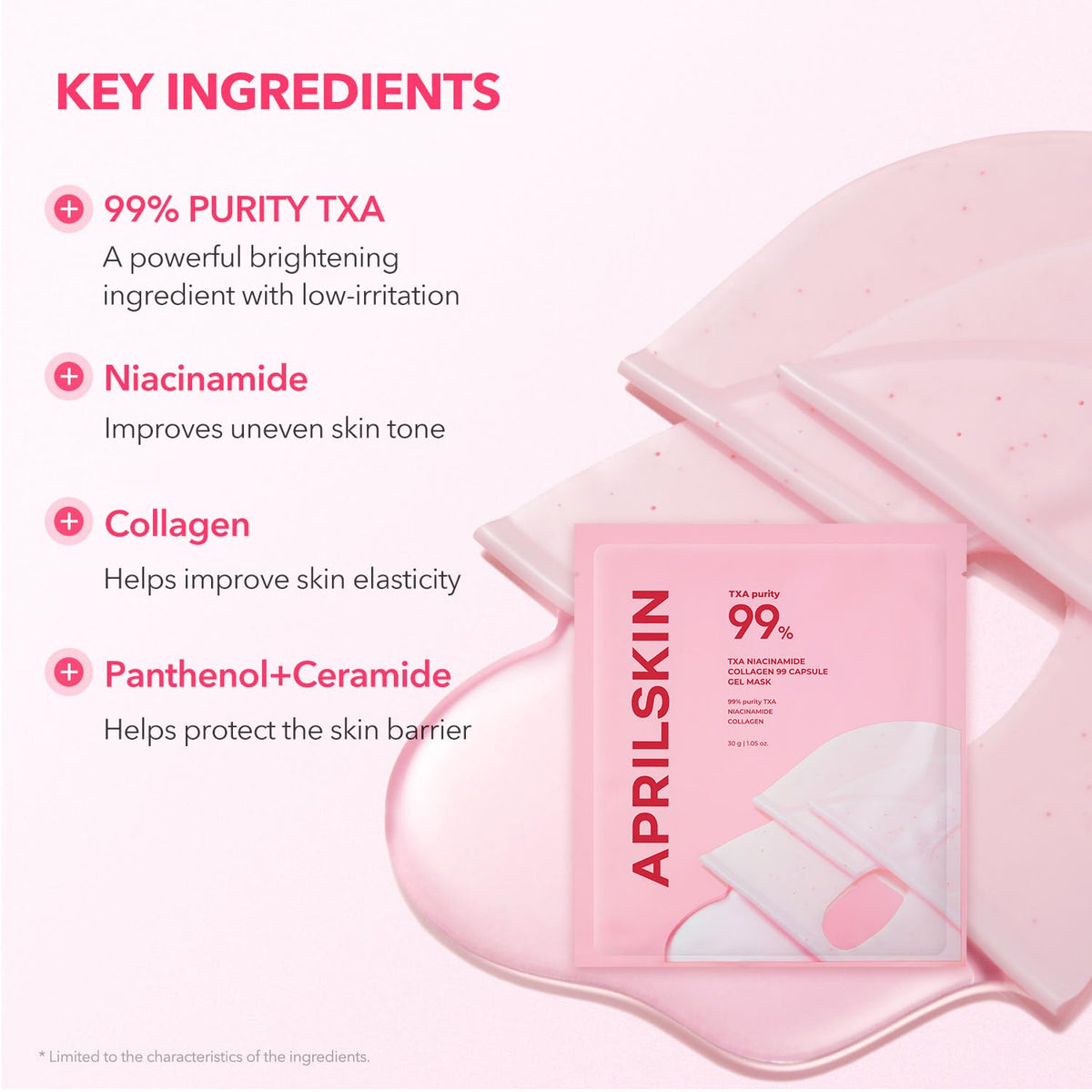 APRILSKIN capsule focus showing microcapsules with active TXA