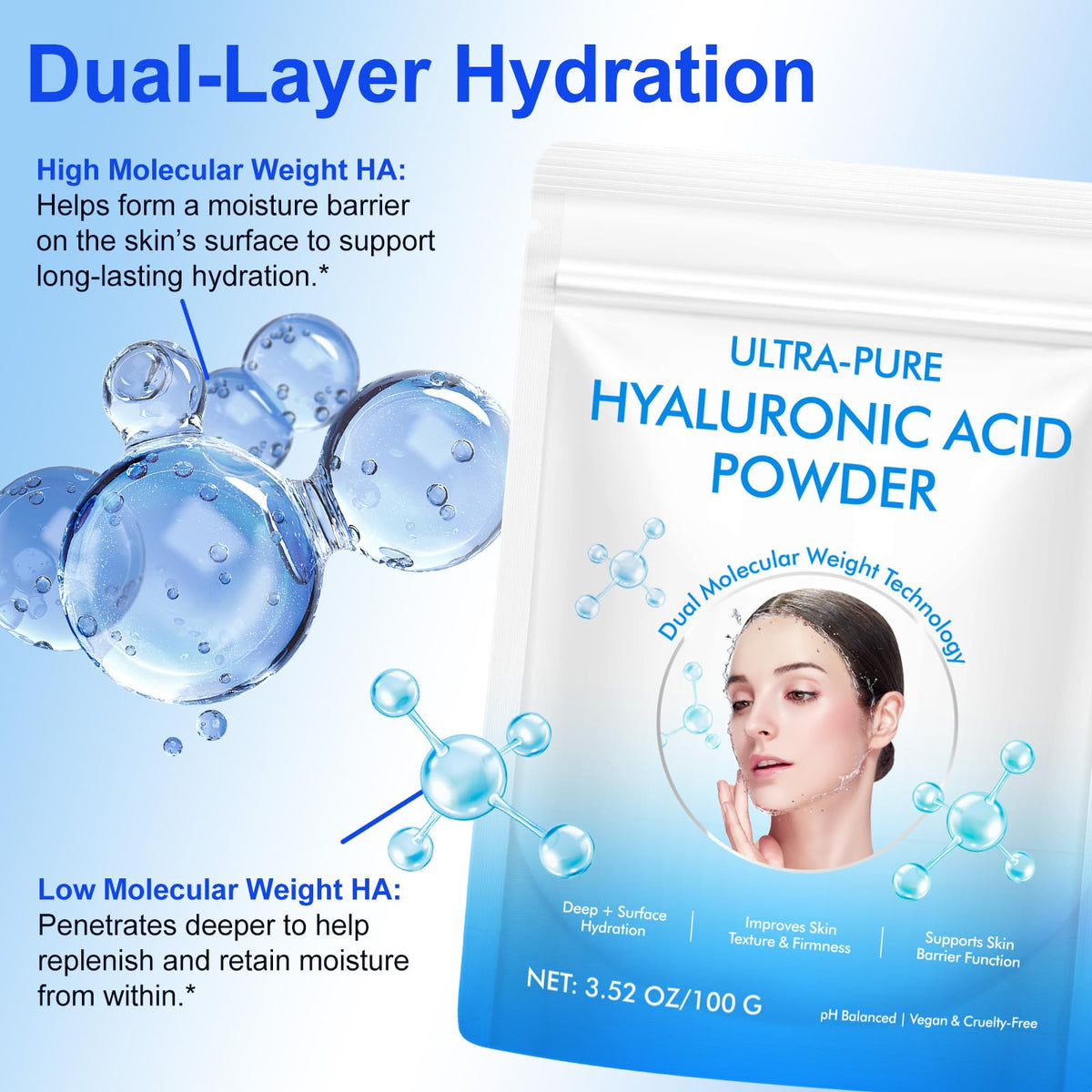Person applying APUUFYQC serum demonstrating instant plumping and hydration