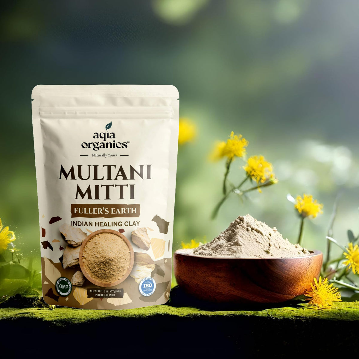 aqia organics recyclable packaging detail underscoring eco-friendly choice