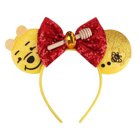 AQOKKA front view sequin mouse ears headband shows sparkle and playful style
