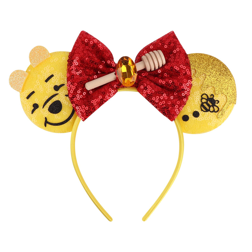 AQOKKA front view sequin mouse ears headband shows sparkle and playful style