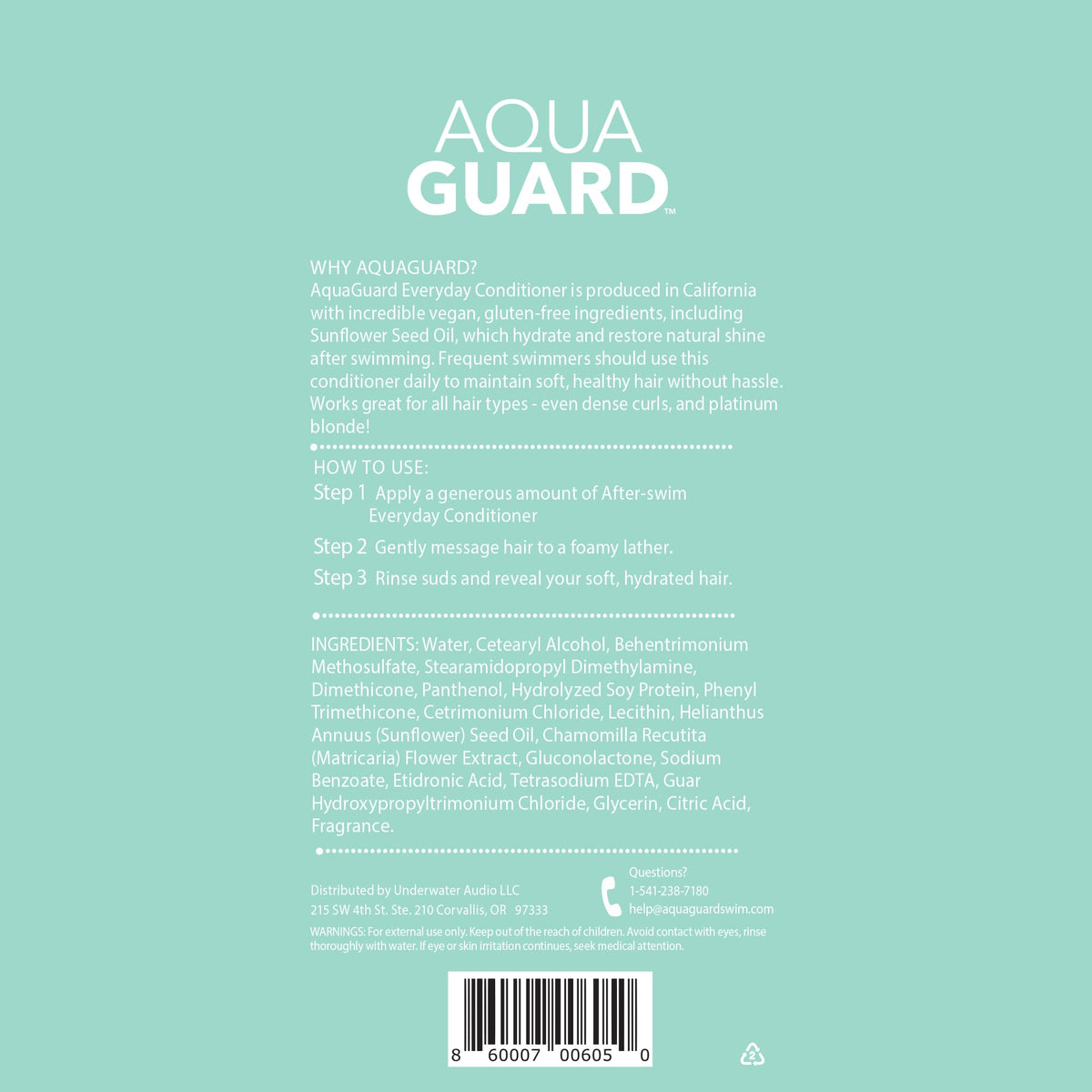 AQUA GUARD bottle beside pool in lifestyle shot promoting swim-ready hair