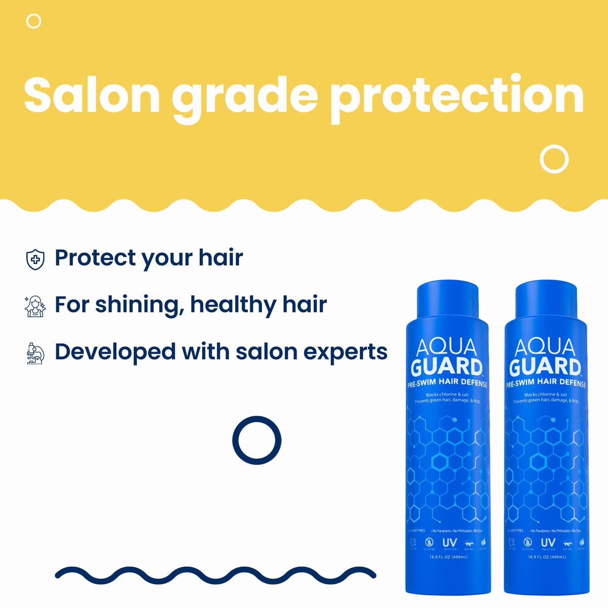 AQUA GUARD poolside lifestyle scene showing pre-swim routine benefits