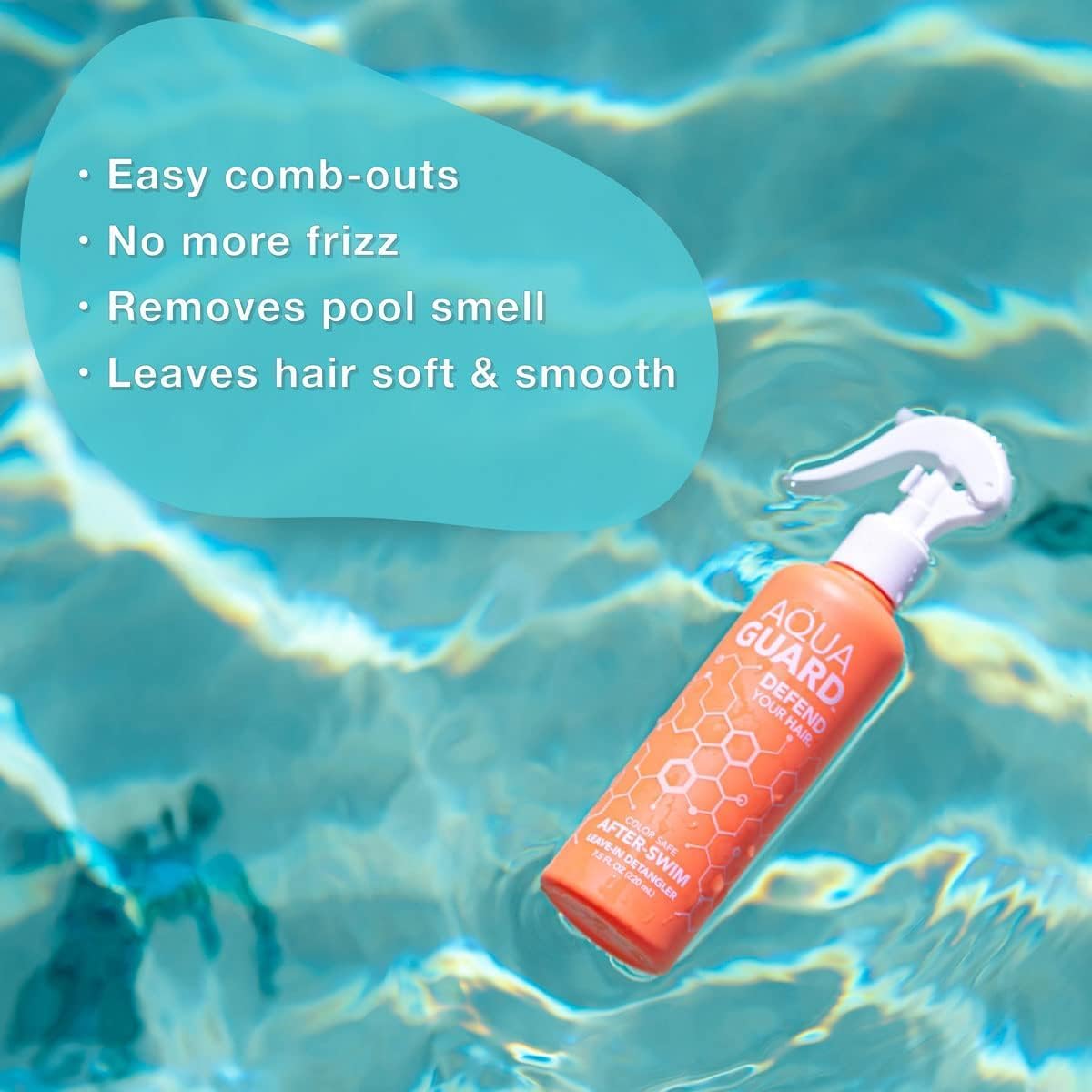 AQUA GUARD spray action closeup demonstrating easy application and detangling