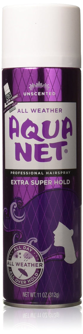 Aqua Net front view of unscented 11 oz can showing label and pack benefit