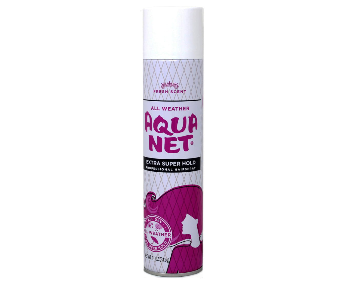Aqua Net spray action closeup demonstrating even mist and precise hold application