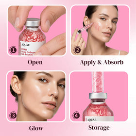 Aquae PDRN Pink Peptide Serum on bathroom shelf in routine setting conveying smooth layering with skincare