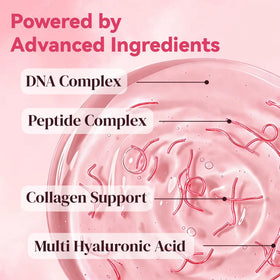 Aquae PDRN Pink Peptide Serum texture drop on fingertip highlighting lightweight hydration
