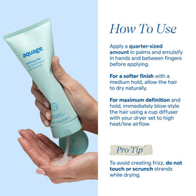 Aquage Defining Gel back label with directions and usage details for proper application