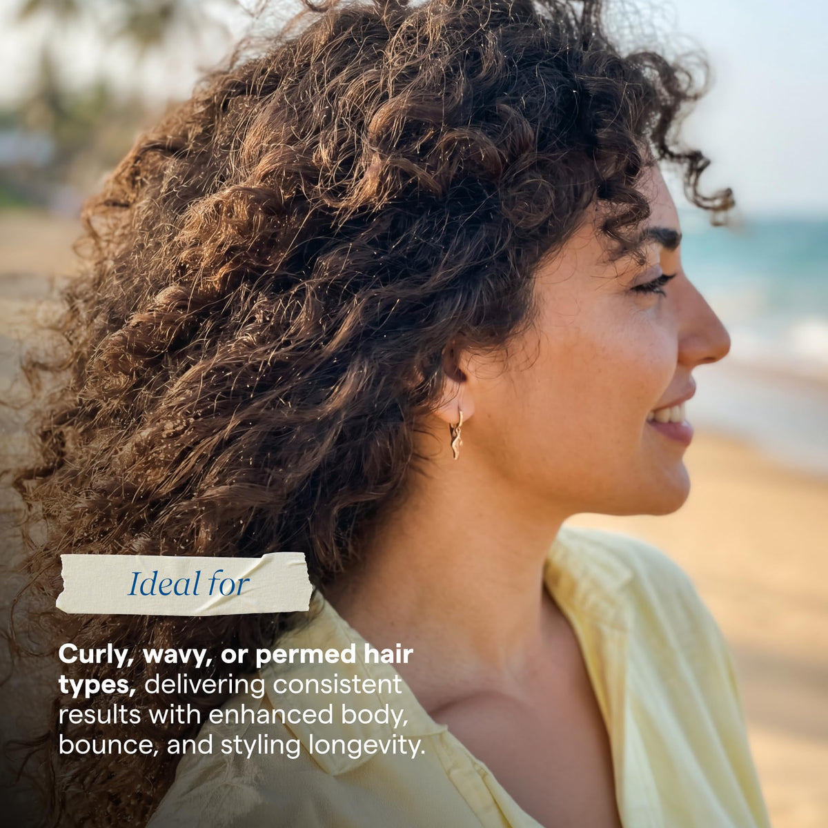 Aquage Defining Gel styled hair with diffuser showing enhanced curl lift and shine
