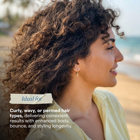 Aquage Defining Gel styled hair with diffuser showing enhanced curl lift and shine