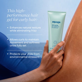 Aquage Defining Gel being applied to damp curls for defined shape and frizz control