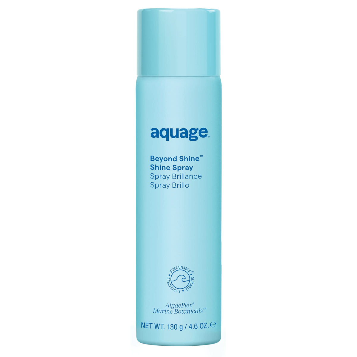 Aquage bottle front packaging showing product identity and glossy finish benefit