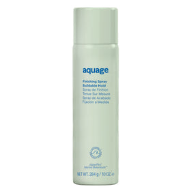 Aquage finishing hairspray front packaging shows clean professional design and benefits