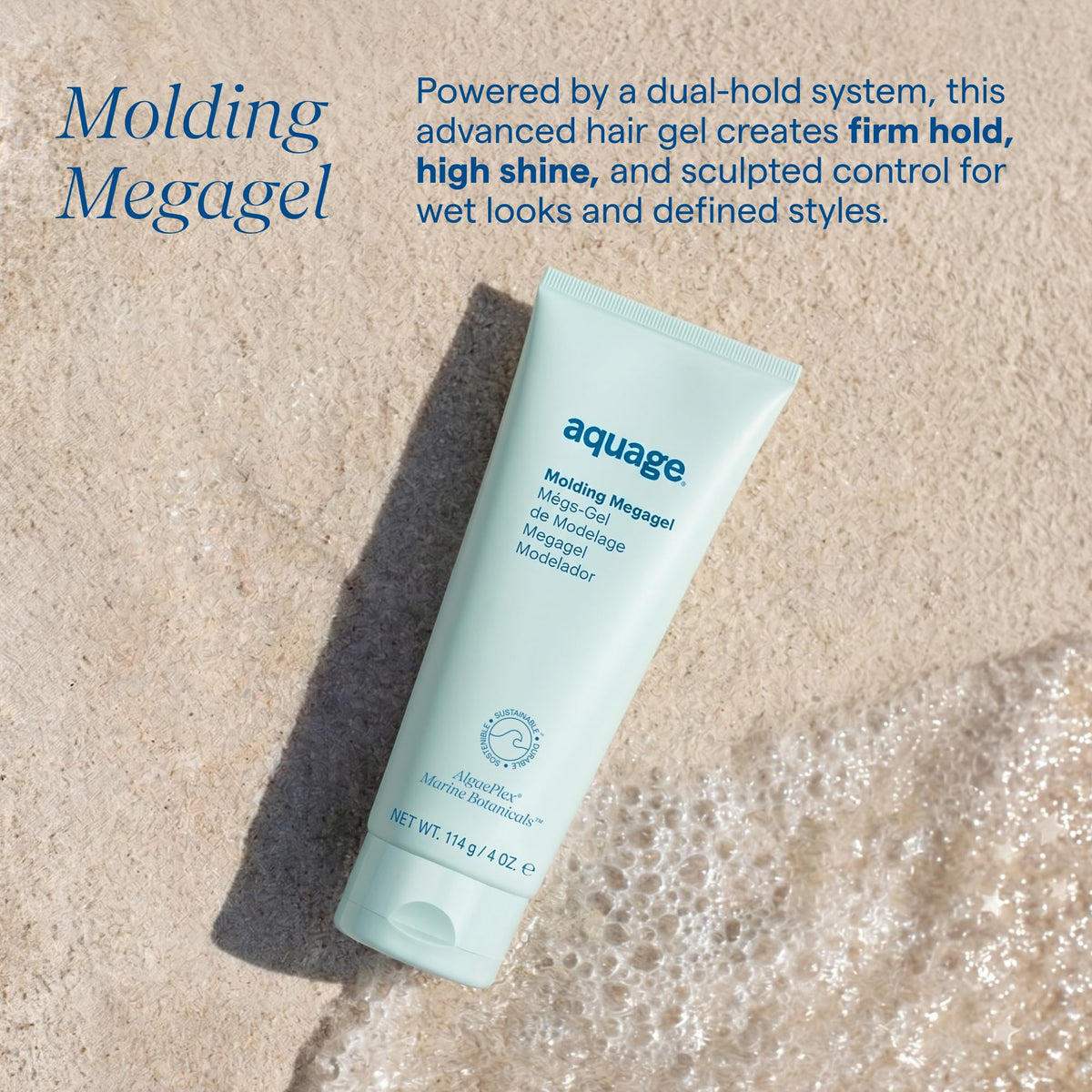 Aquage close-up of pump and cap highlighting easy dispensing