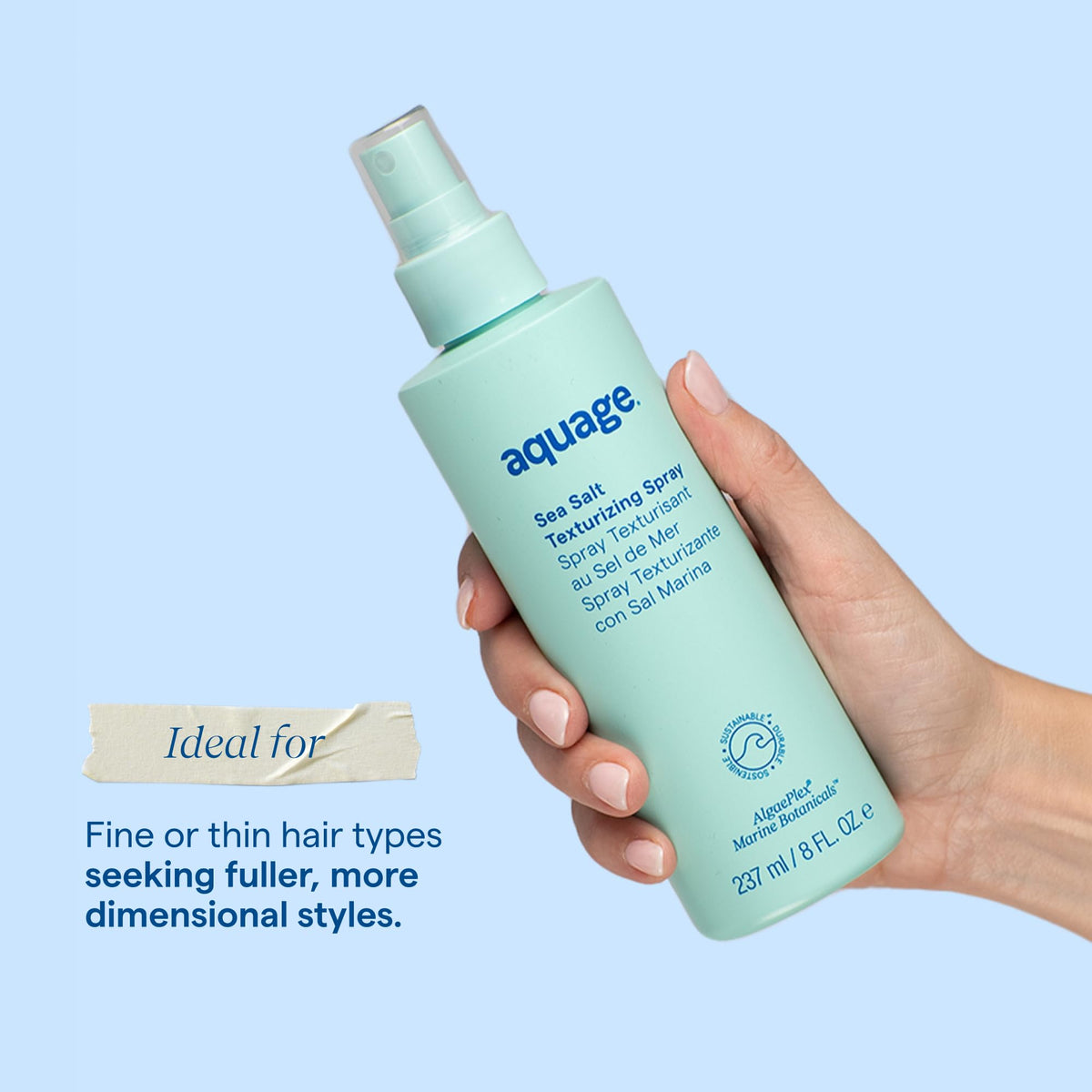 Aquage bottle in bathroom lifestyle suggesting everyday use