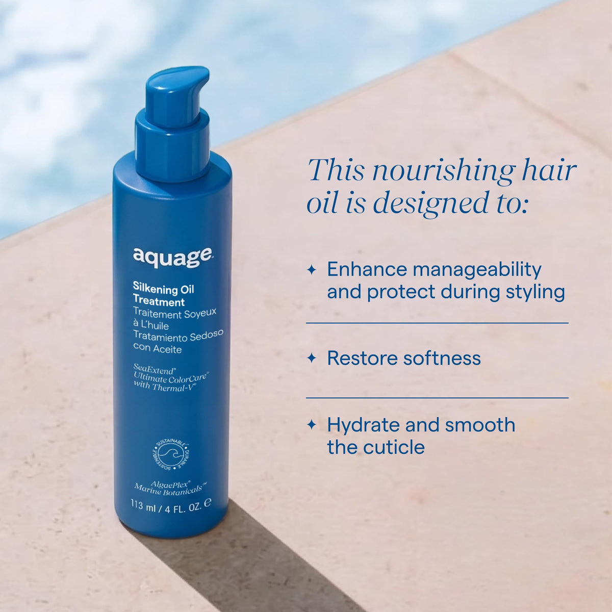 Aquage small amount in palm demonstrating controlled dosing and no-greasy application