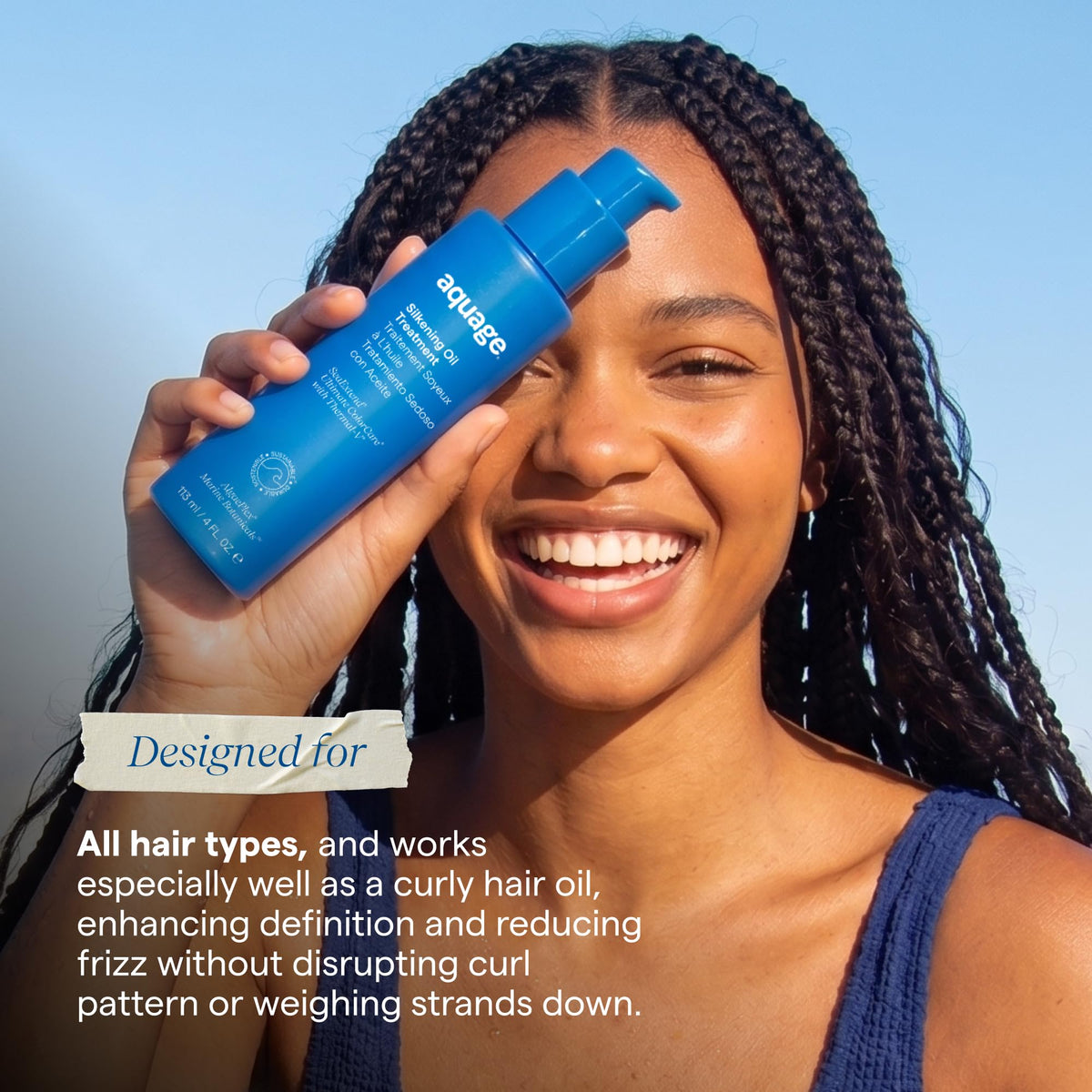 Aquage applied on dry hair showing smooth, frizz-free shine and polished look