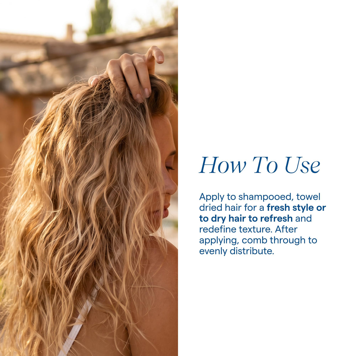 Aquage spray in use on model creating tousled waves benefit