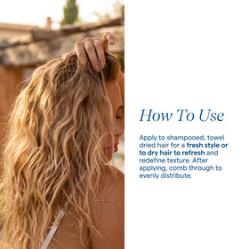 Aquage spray in use on model creating tousled waves benefit