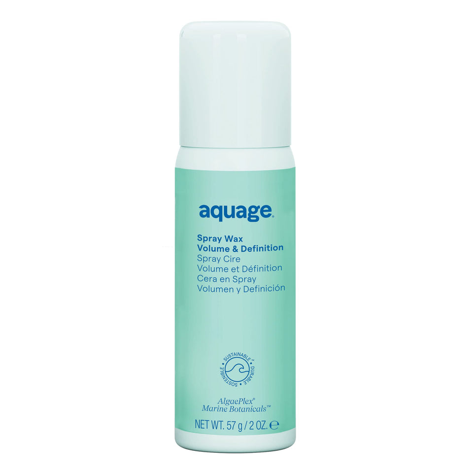 Aquage spray wax front packaging showing label and travel size for easy styling
