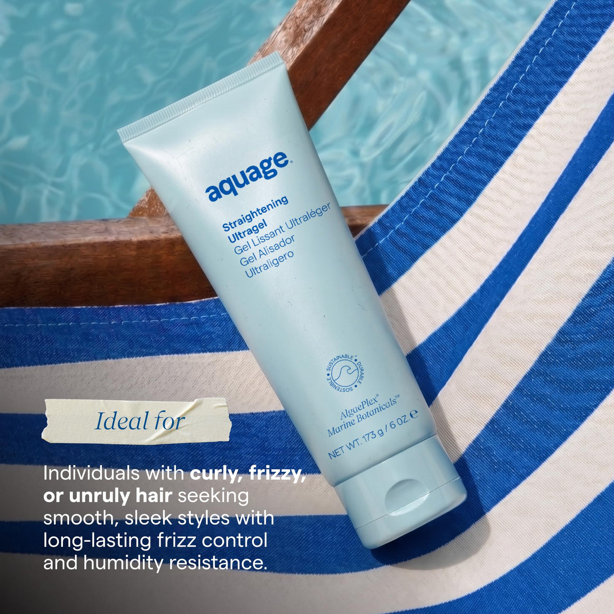 Aquage gel applied to damp hair before blow-drying to reduce friction and speed styling