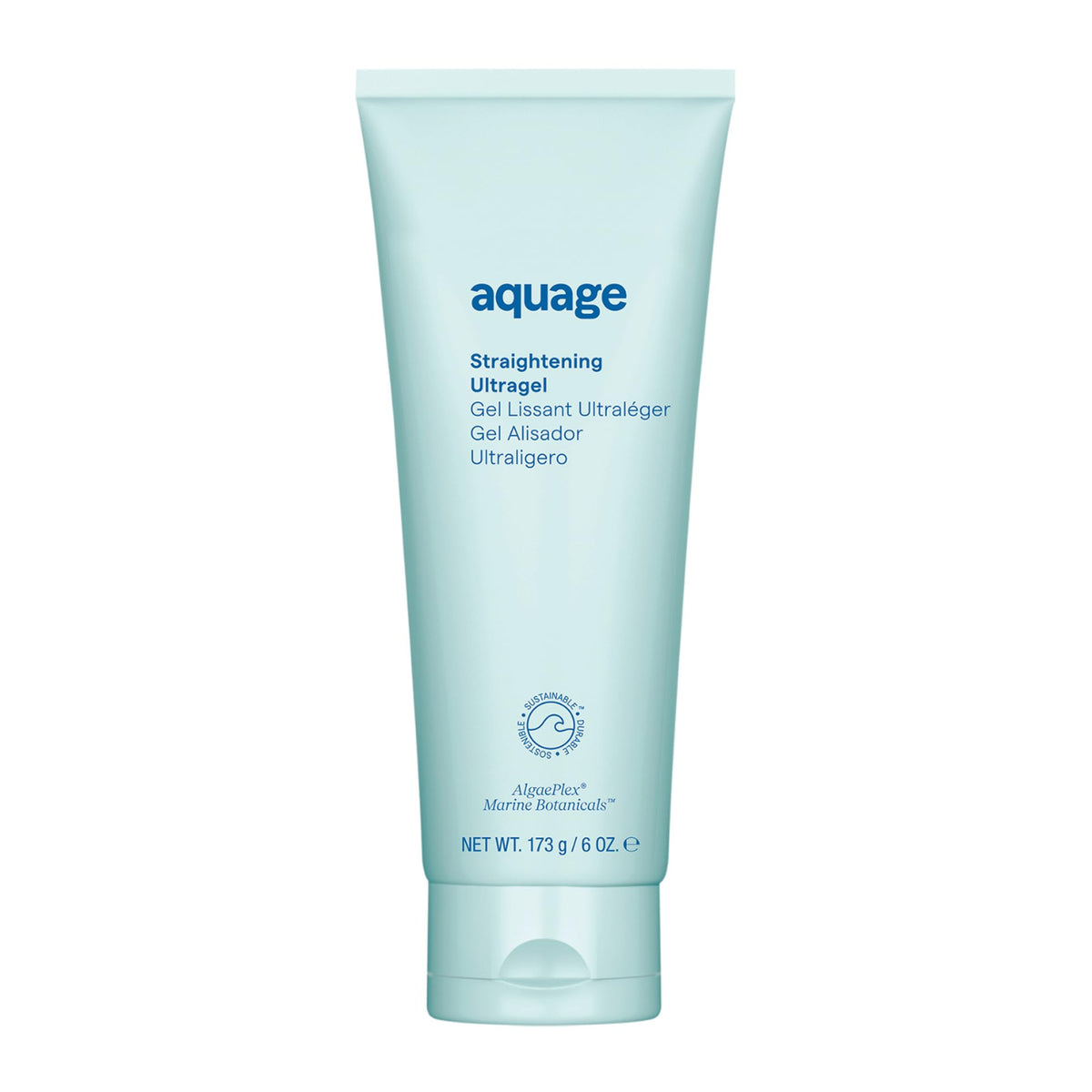 Aquage straightening gel front packaging showing product and benefit of sleek results