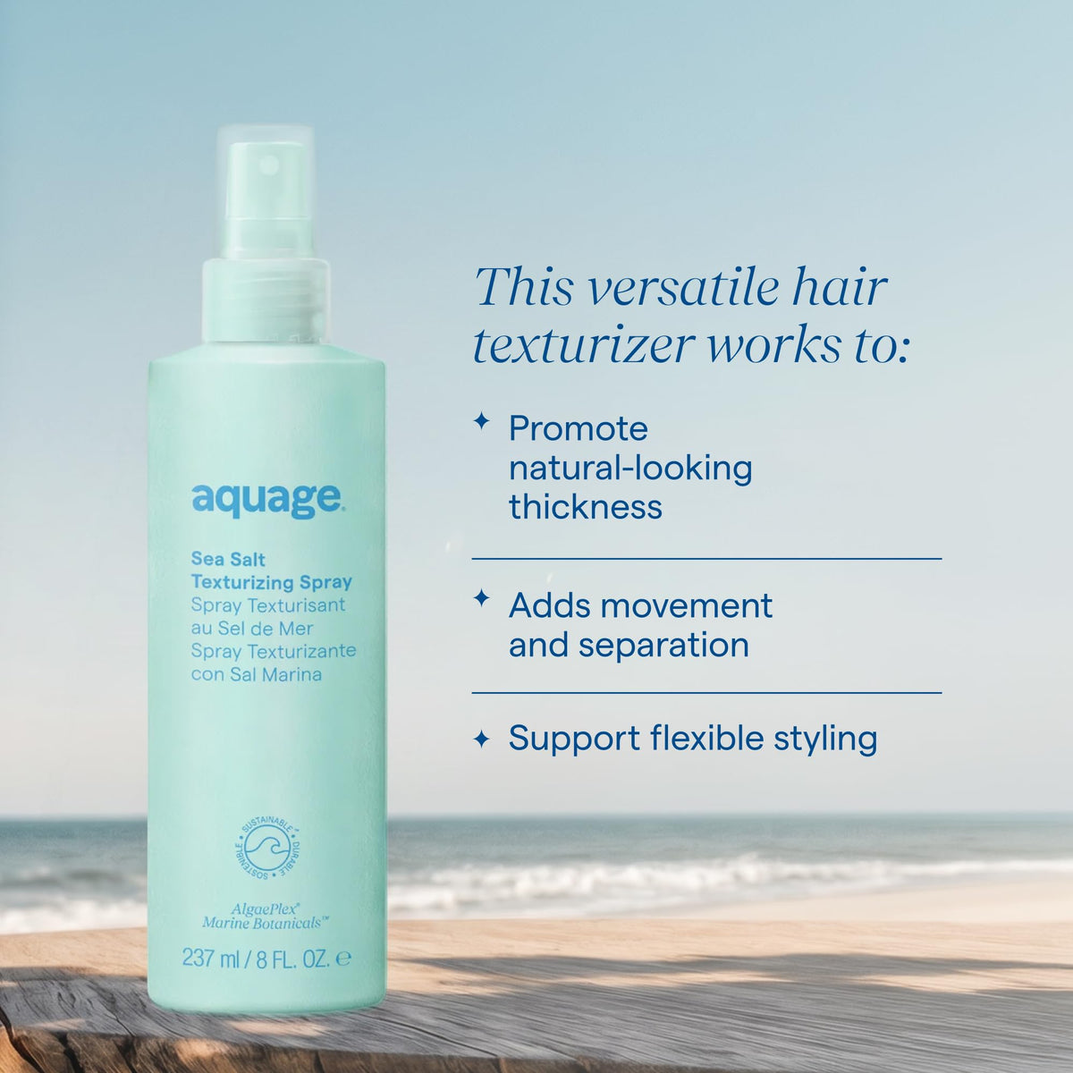 Aquage texture sample on hair strand demonstrating added volume